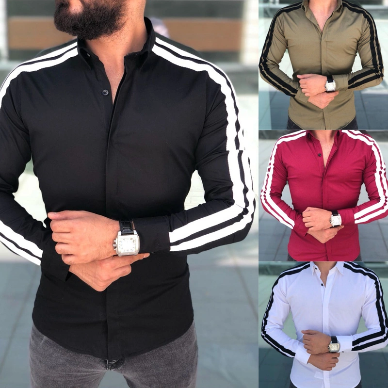 Men's Long Sleeve Shirt Leisure Fashion Striped Comfortable Jacket