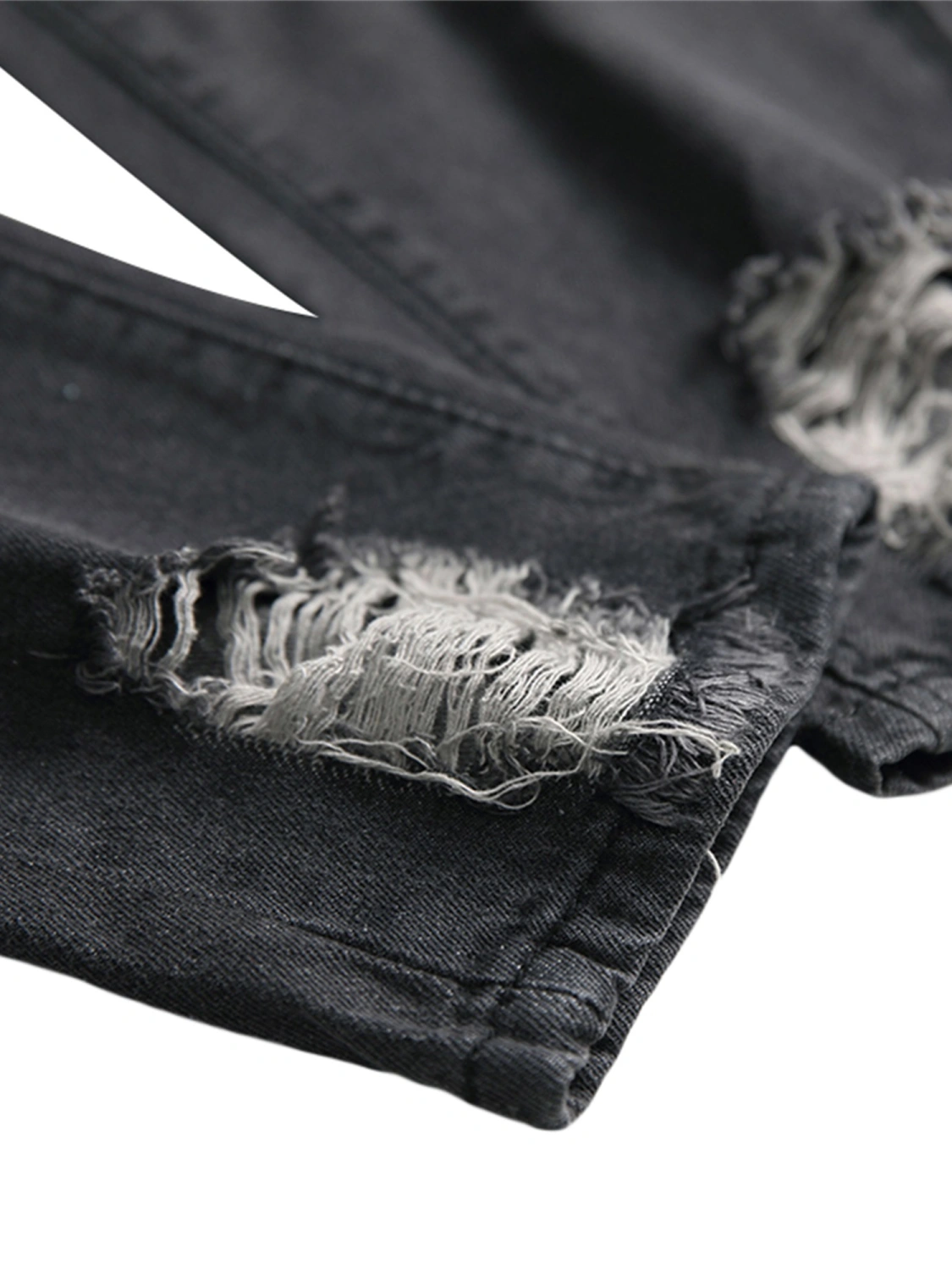 Men's Hole Denim Pants Leisure Skinny Letter Embroidery Trend Trousers