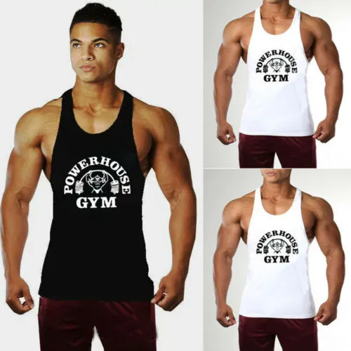 Male Monochrome Y-Back Muscle Top Tees,Fashionable Gym Clothing