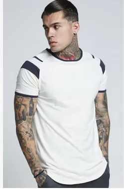 Men's Short Sleeve T-Shirt, Color Block Crew Neck Casual Top Tees