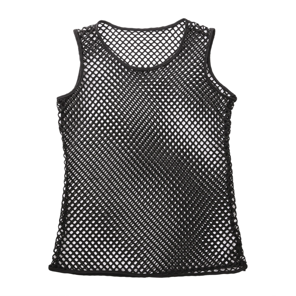 Male Mesh Sheer Vest, Sexy Fish Net Muscle Tank Tops, O-Neck Sleeveless Cloth