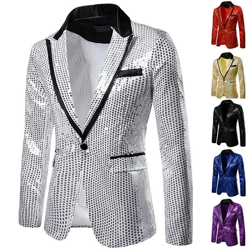 Men's Fashion Sequined Formal Wear Party Stage Performance Top