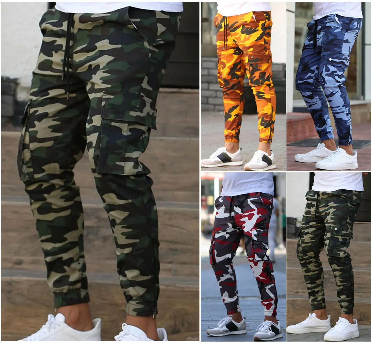 Men's Camouflage Overalls Leisure Fashion Drawstring Trousers