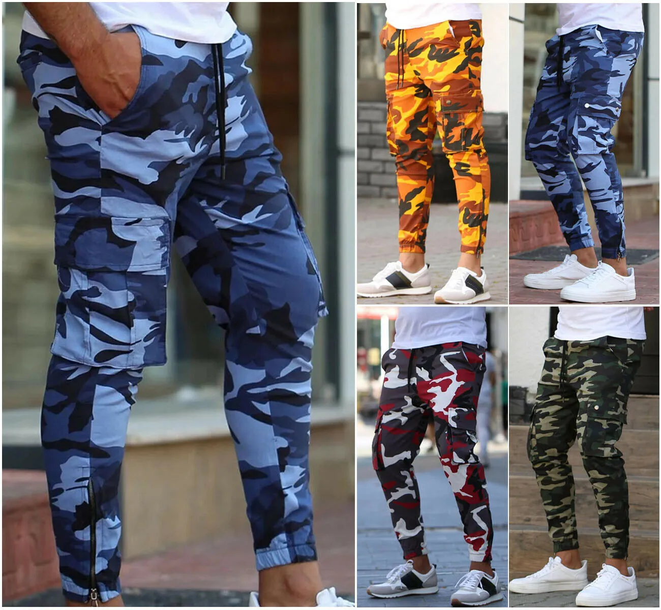 Men's Camouflage Overalls Leisure Fashion Drawstring Trousers
