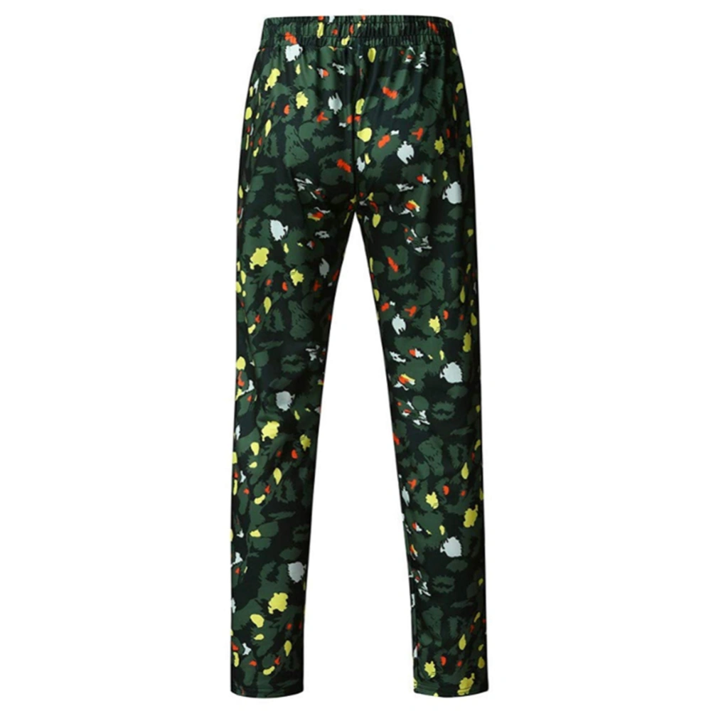 Men's Floral Sports Pants Elastic Waist Gym Workout Joggers Sweatpants