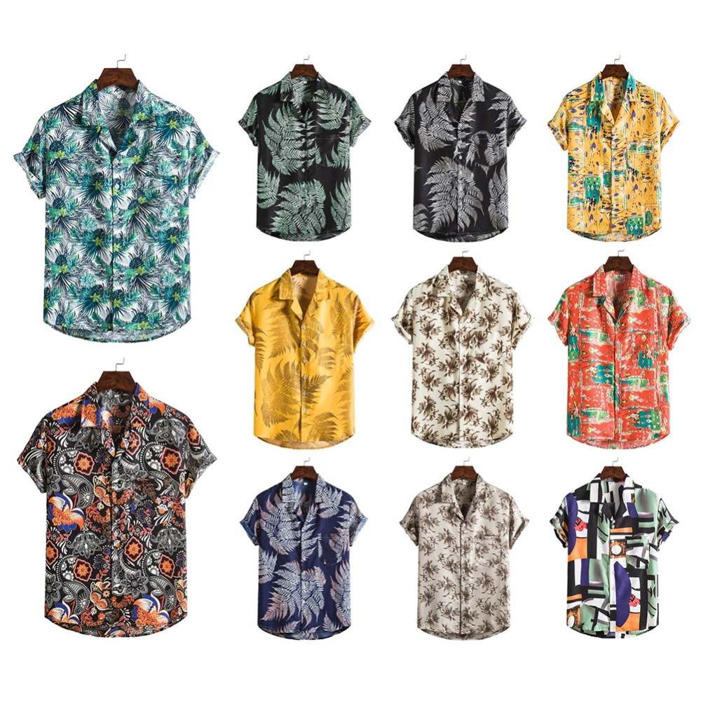 Men's Shirt, Adult's Geometric Printing Lapel Tops Casual Blouse