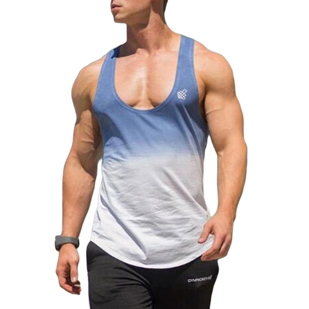 Men's Sports Vest Gradient Color I-Shaped Fitness Slim Fit Tank Top Clothing