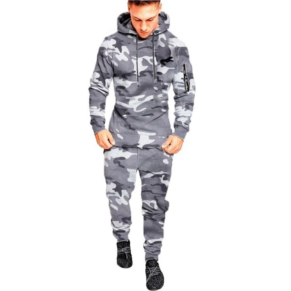 Men's Camouflage Tracksuit Sets, Long Sleeve Casual Hoodies Pants