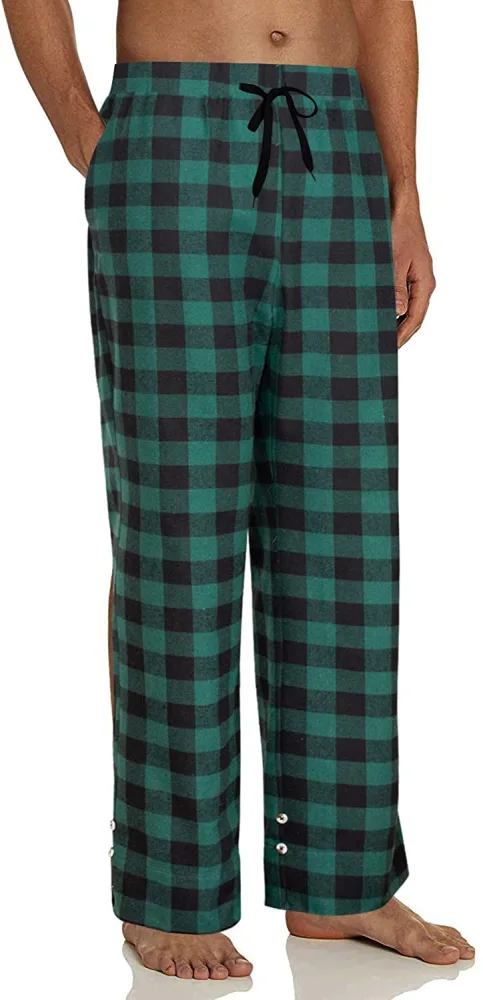 Men's Casual Elastic Waistband Plaid Sleepwear Pants, Lounge Long Pants