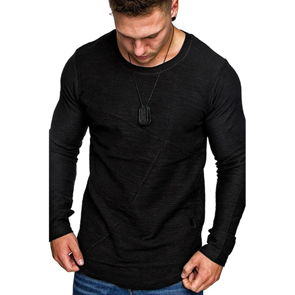 Casual Round Neck Long Sleeve Athletic T-Shirt Cotton Outfits