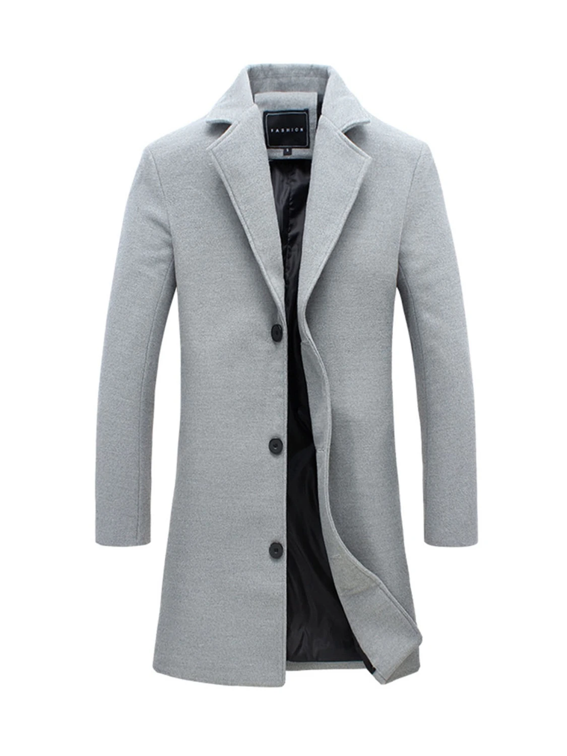 Men's Woolen Mid-Length Jacket Coat, Business Style Jacket Trench Topcoats