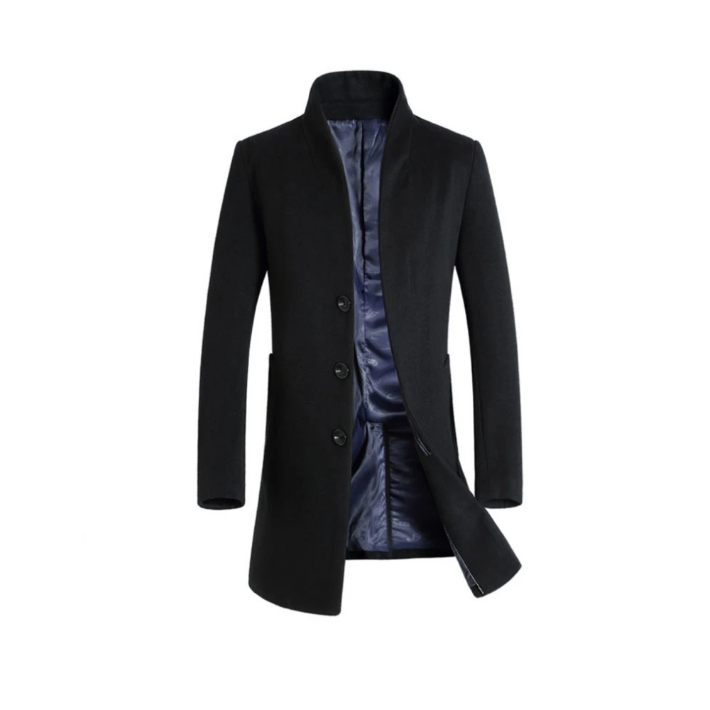 Men Solid Color Long Sleeve Lapel Collar Slant Pocket Single-breasted Jacket