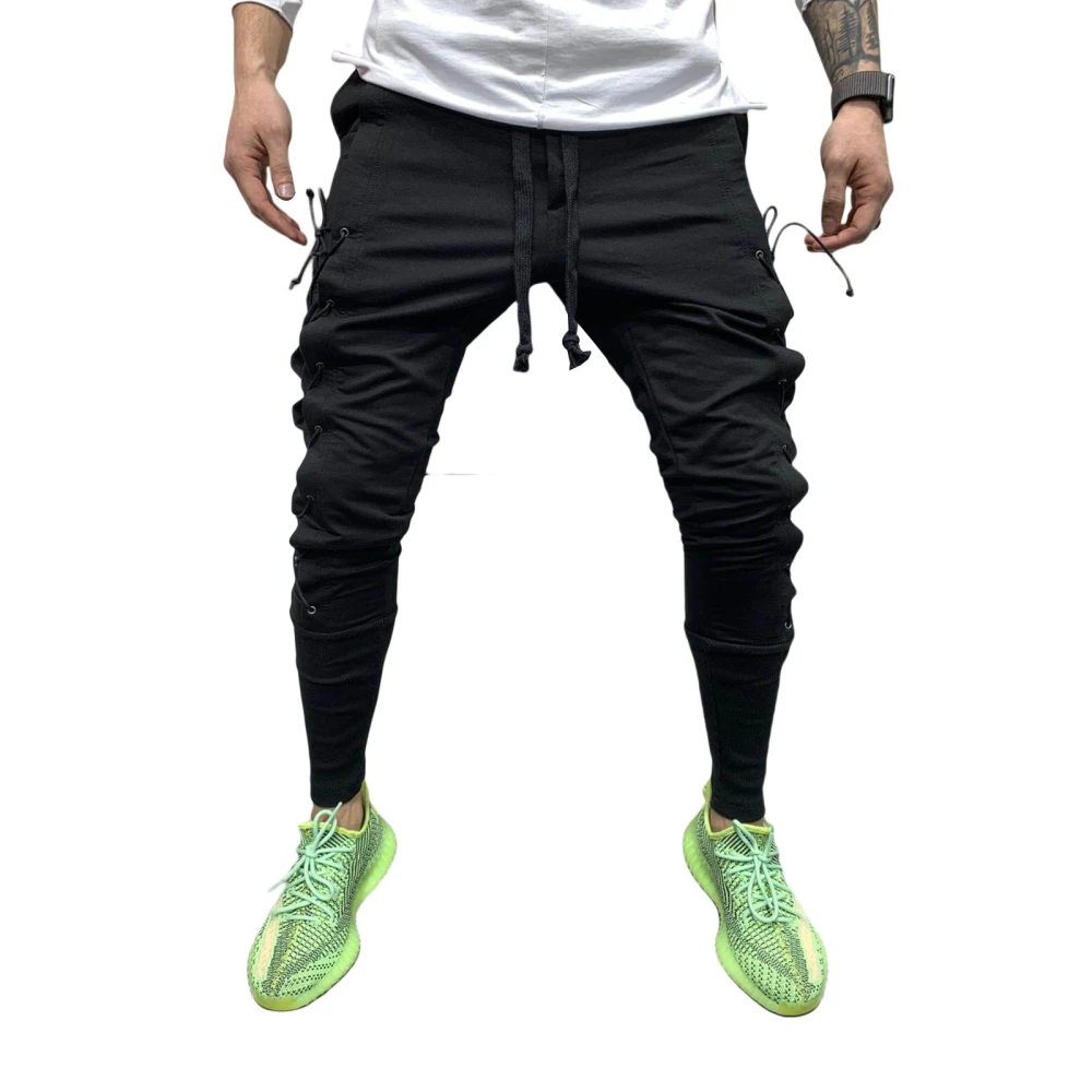 Men’s Fashion Solid Color Side Tethered Beam Feet Sweatpants