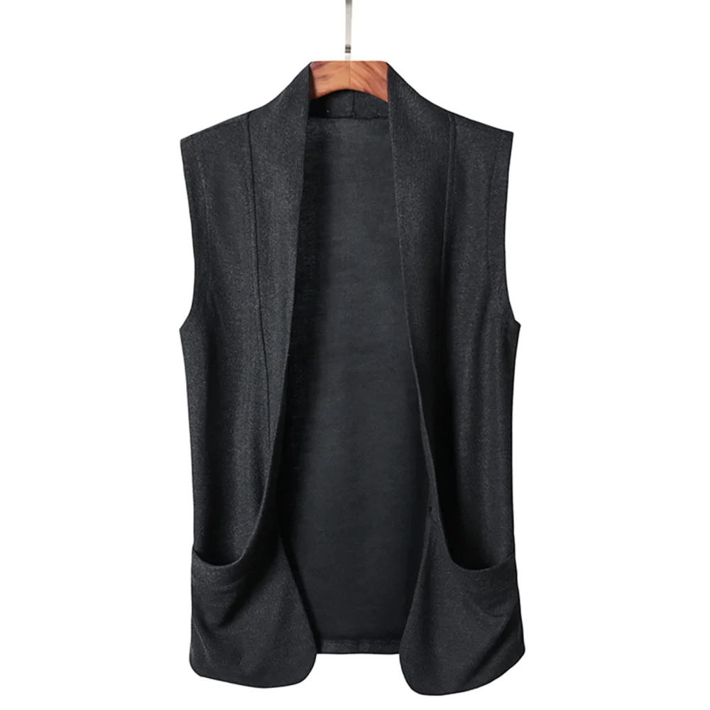 Men's Casual Sleeveless Cardigan, Boy's Loose Solid Color Tops