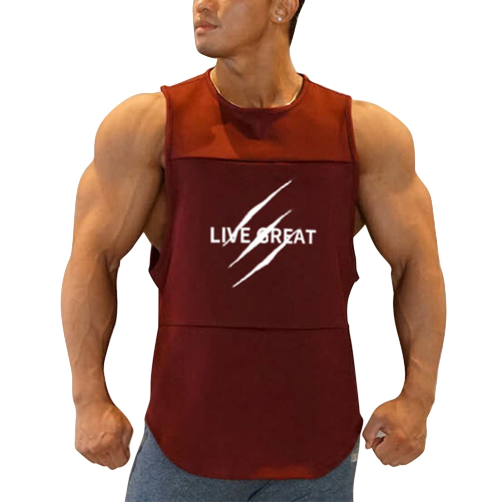 Men Casual Muscle Tank Tops Sleeveless Letter Print Workout T-Shirts