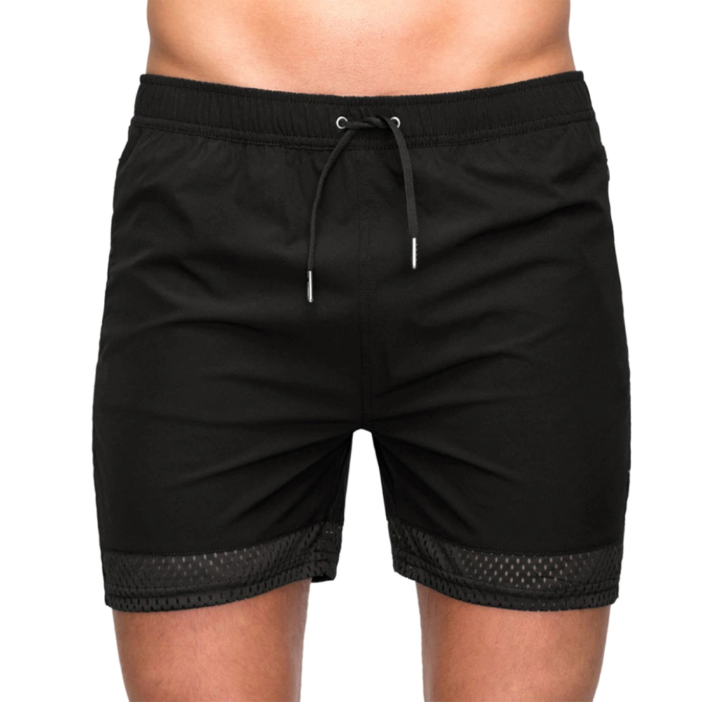 Men's Tight Solid Color Short Pants, Boy High Waist Lace-up Trousers