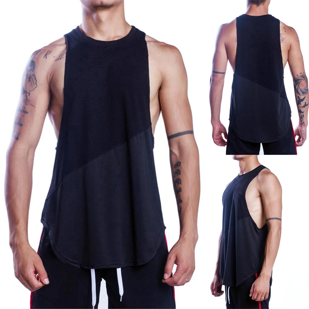 Men Summer Casual Sleeveless Solid Color Round Neck Fitness Tank Top