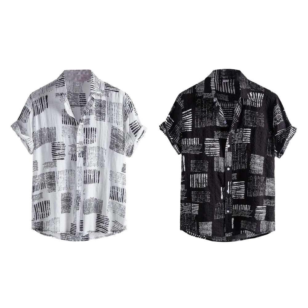 Men's Button Down Shirts, Printed Short Sleeve Regular Fit Shirts