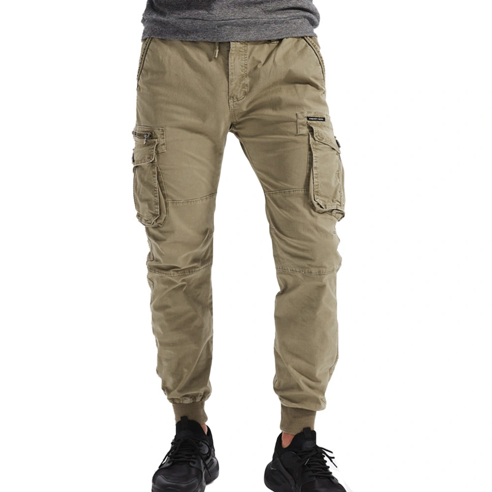 Men Casual Pants, Solid Color Tied Middle Waist Trousers, 8 Colors