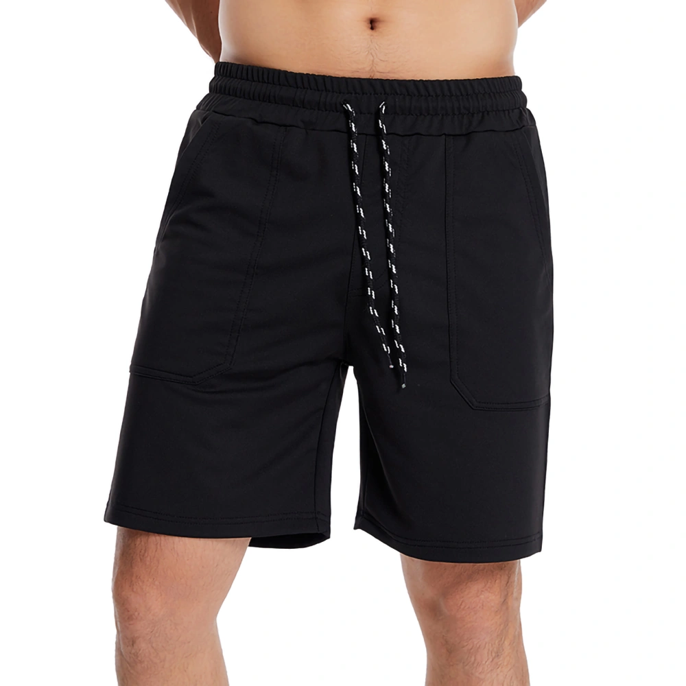 Men Shorts, Sports Short Pants Solid Color Drawstring Clothing 