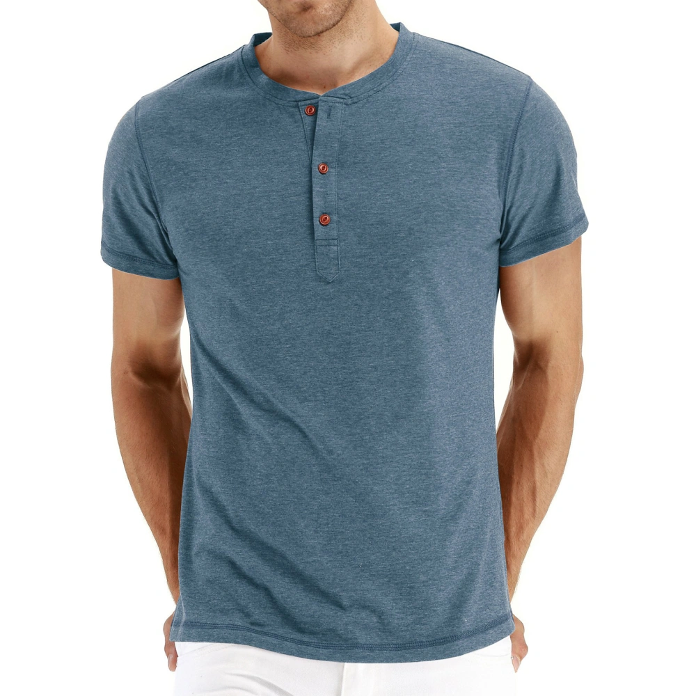 Men Casual T-Shirt, Solid/Patchwork Short Sleeve Round Neck Tops