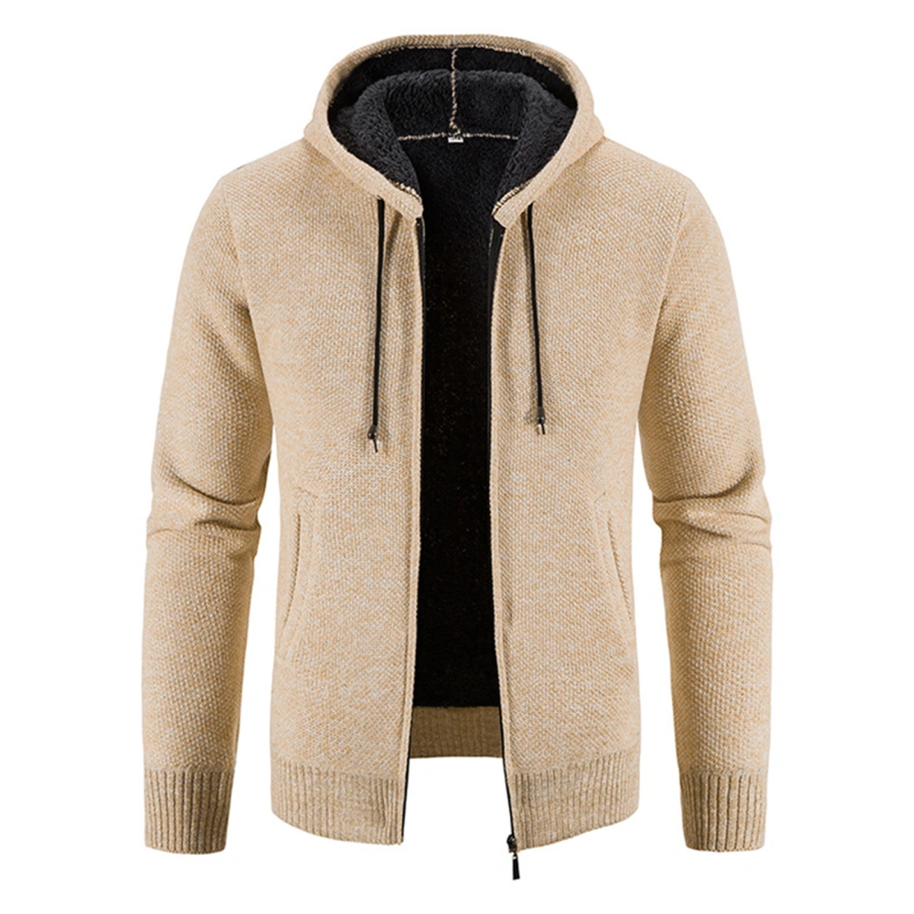 Men Casual Sweater Hoodie, Hooded Long Sleeve Full-Zipper Sweater