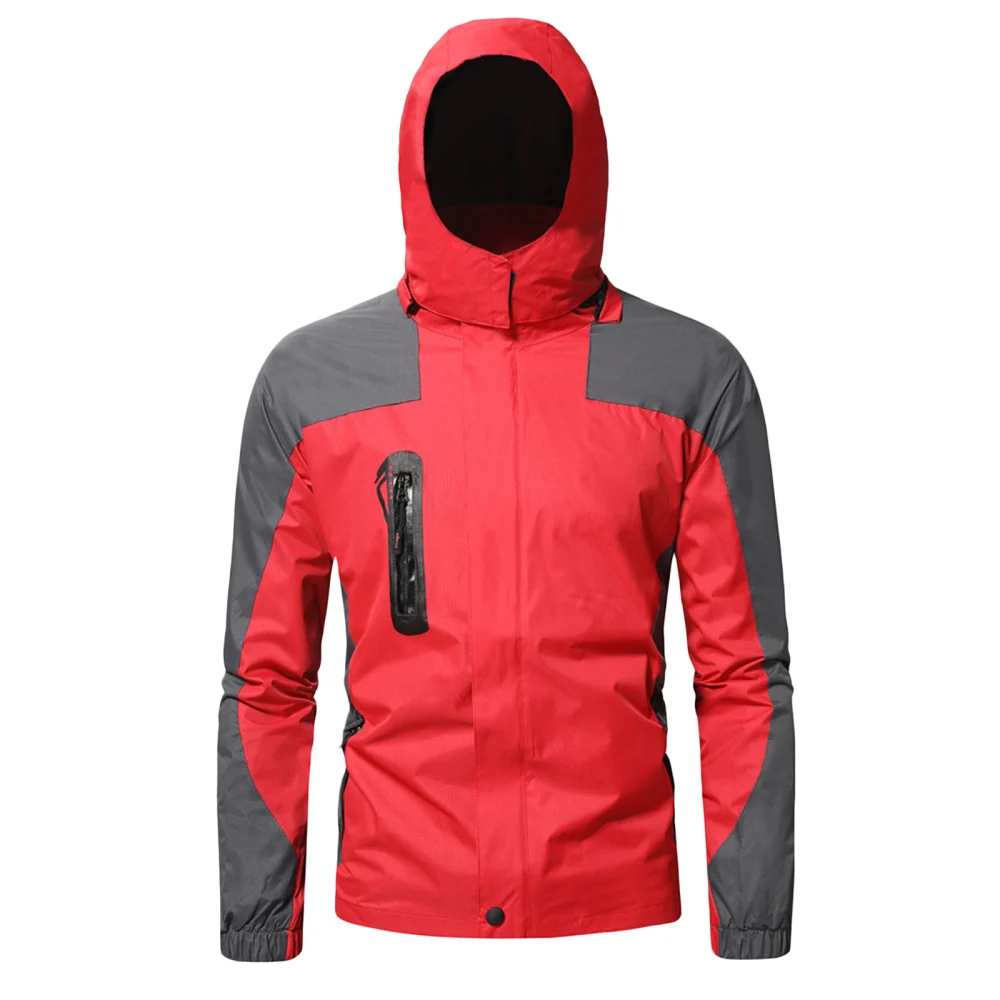 Men's Windproof Rain Jacket, Fall Winter Windbreaker Hooded Coat