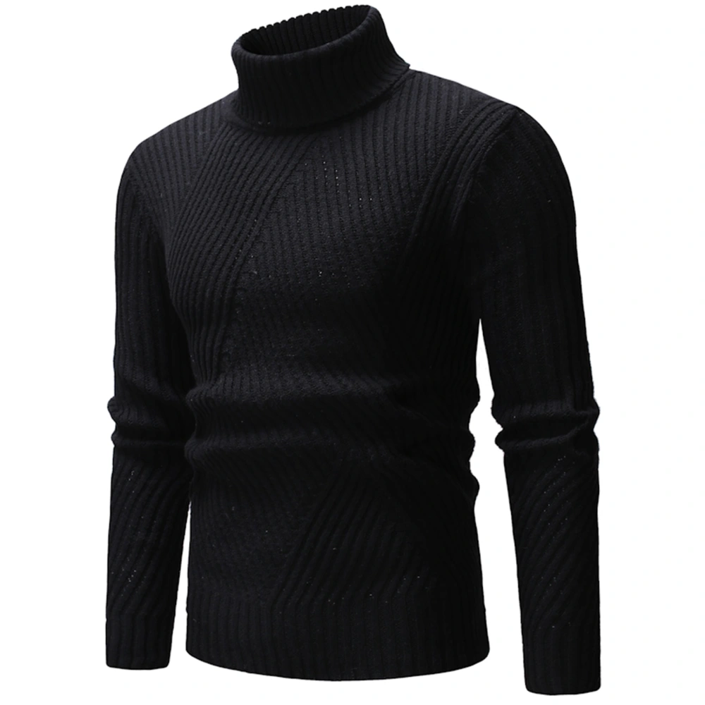 Men Fashion Wild Sweater Solid Color Turtleneck Long Sleeve Pullover