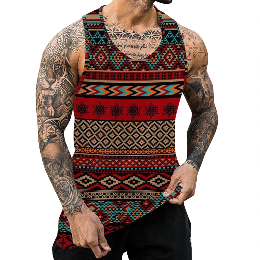 Men Tank Top, Sleeveless Crew Neck Graphic Print Slim Fit Summer Vest