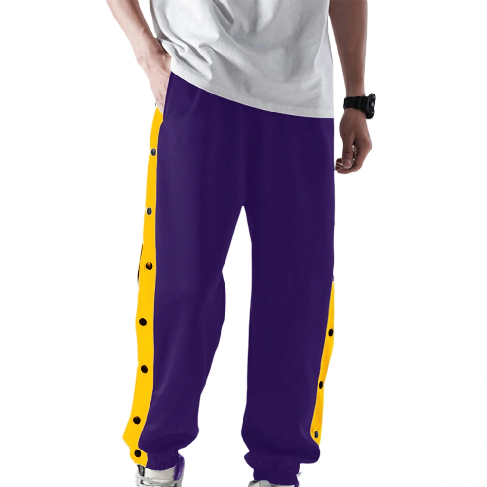 Men's Tear Away Pants, Basketball Pants Split Snap Button Sweatpants