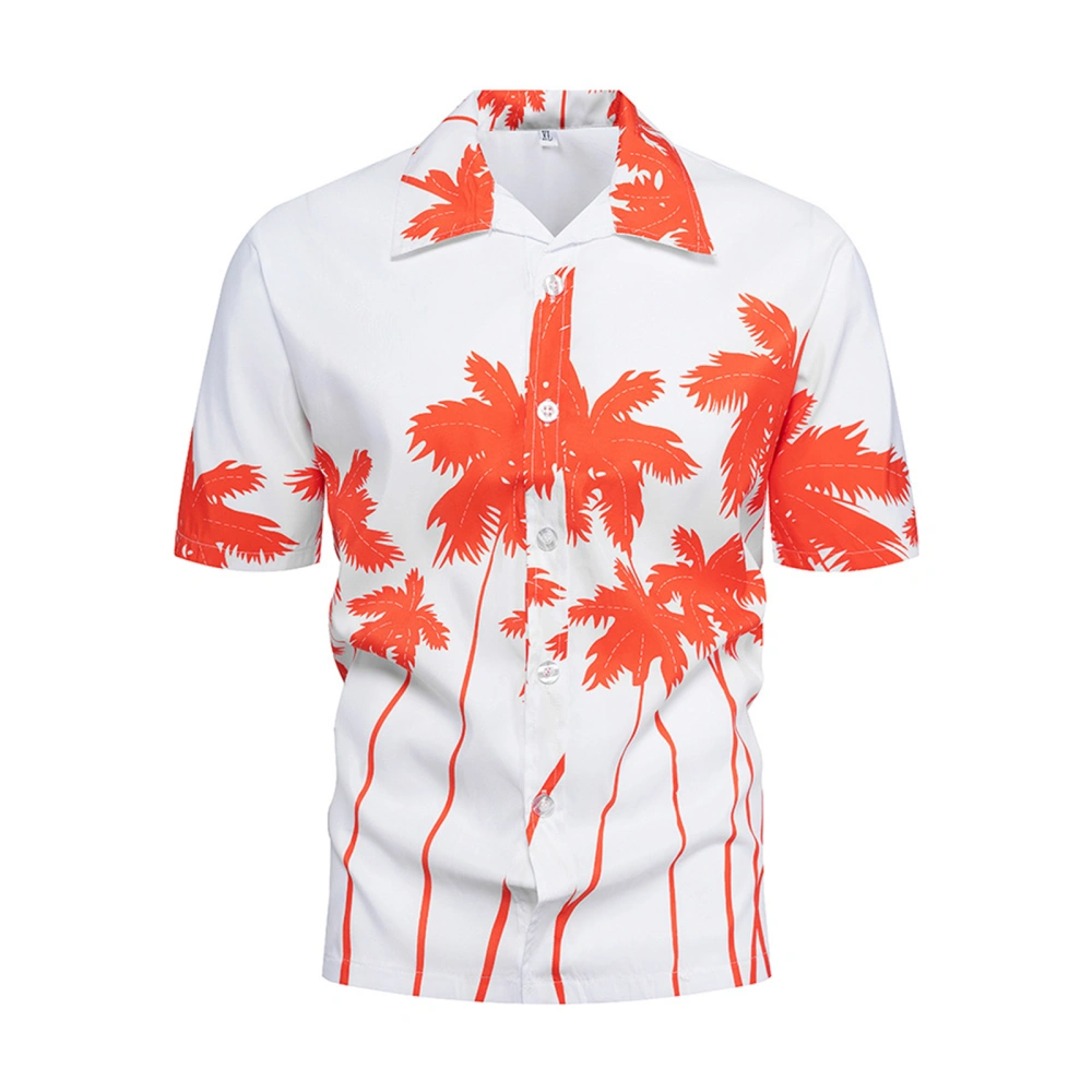 Men Hawaii Beach Shirts Banana/Leaf/Tree Print Button-Down Tops