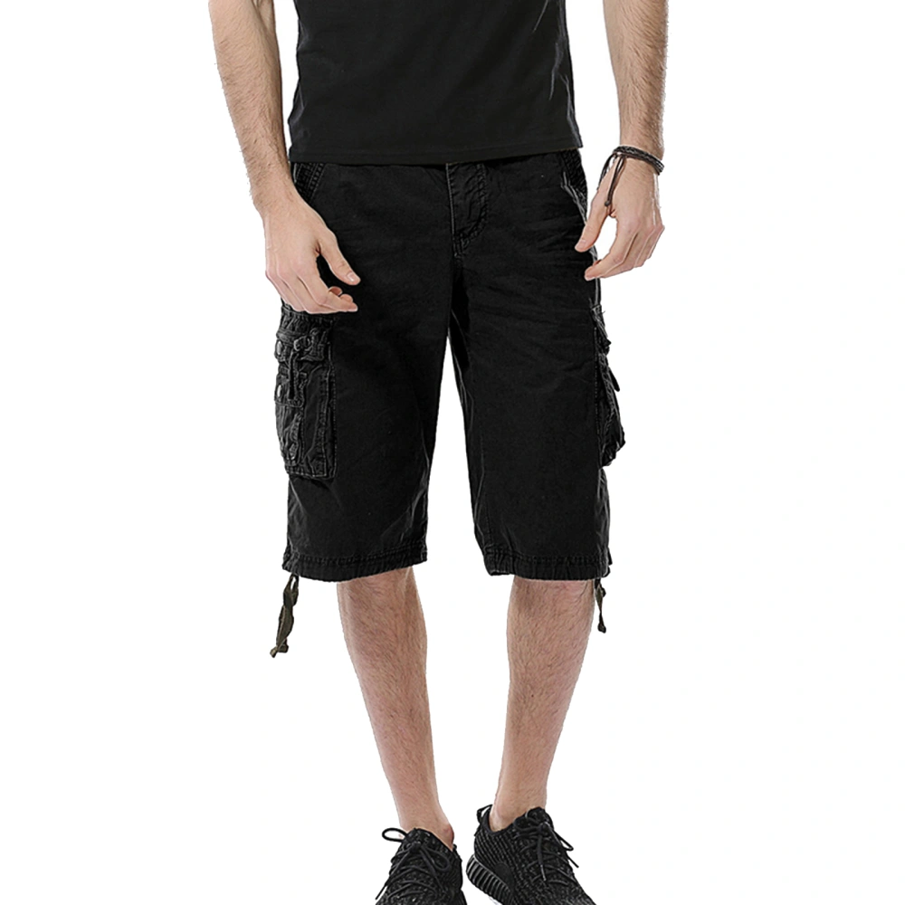 Men Cargo Shorts, Button Zipped Solid Summer Shorts with Pockets