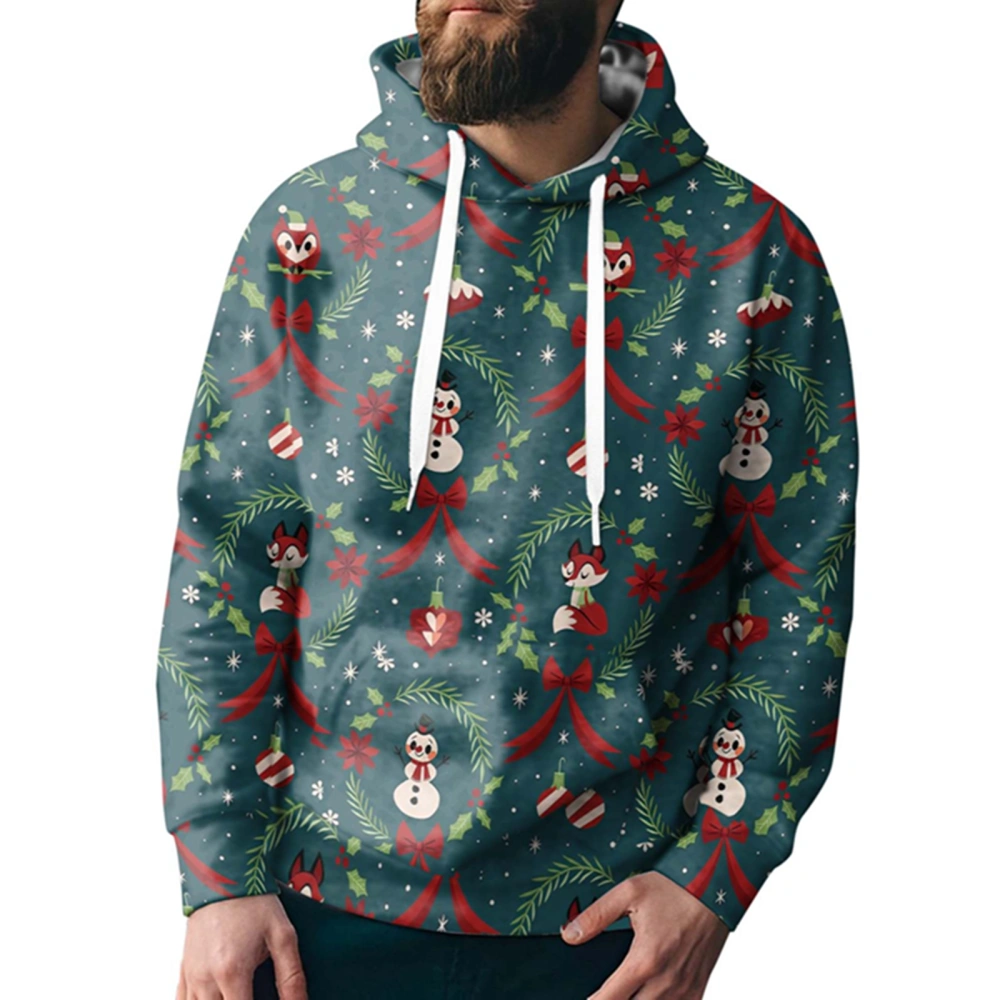 Men Christmas Hoodie Long Sleeve Snowman Santa Claus Hooded Sweatshirt