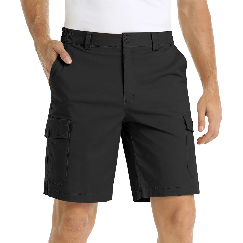 Men’s Chino Shorts Elastic Waist Classic Fit Flat Front Cargo Shorts