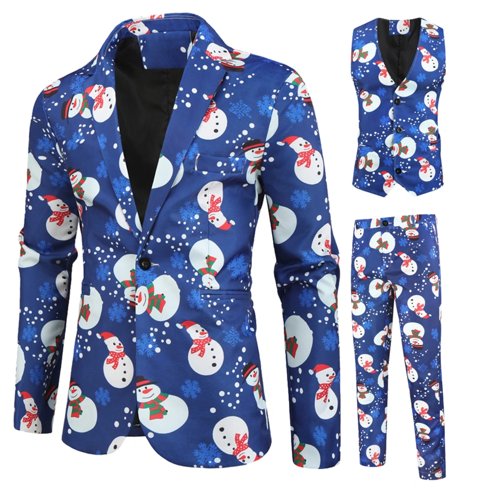 Men Christmas Suit Funny Single Breasted Jacket Blazer with Vest Pants