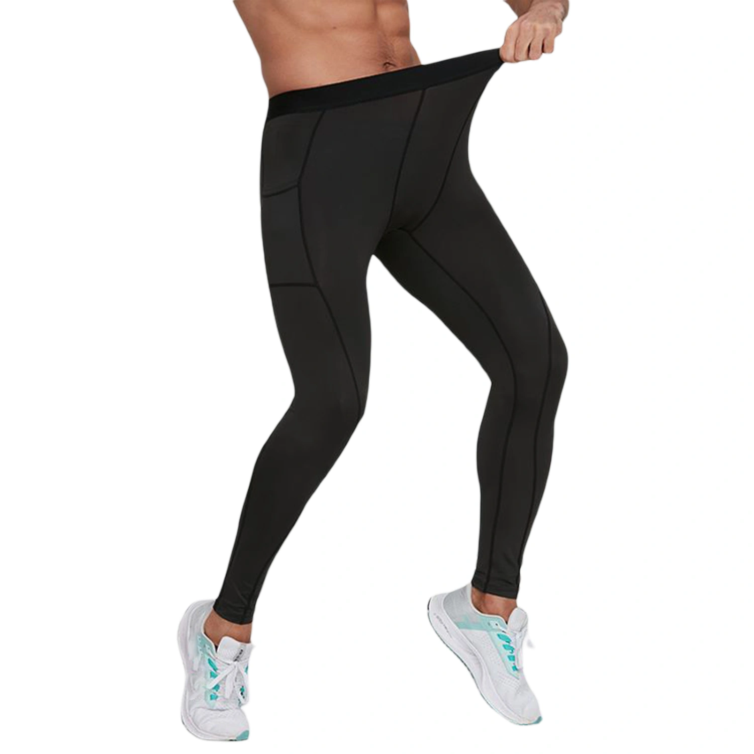 Men Athletic Pants, Elastic Waist Quick Dry Trousers with Pockets