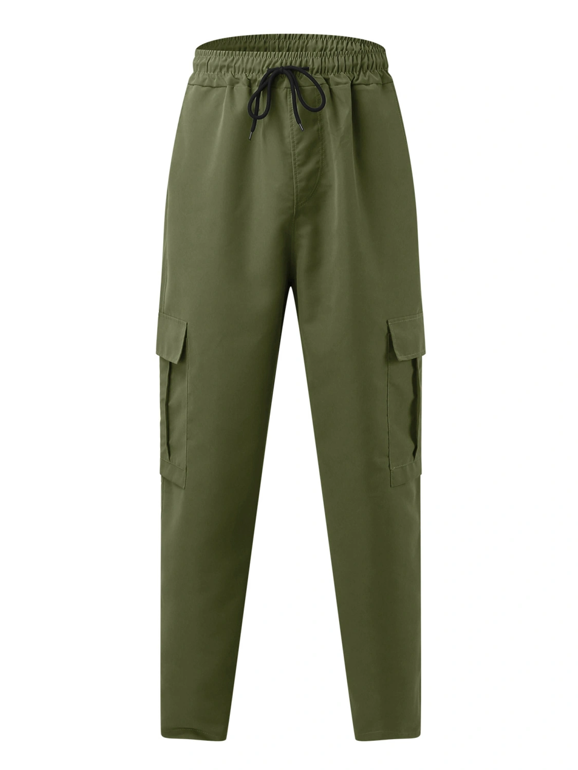 Men's Loose Cargo Pants, Solid Drawstring Waist Straight Leg Trousers