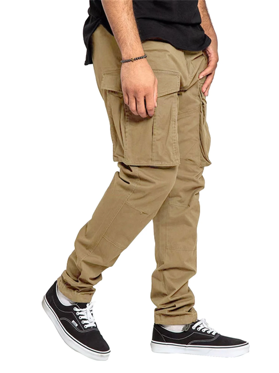 Men Cargo Pants with Pockets Loose Drawstring Jogger Sweatpants