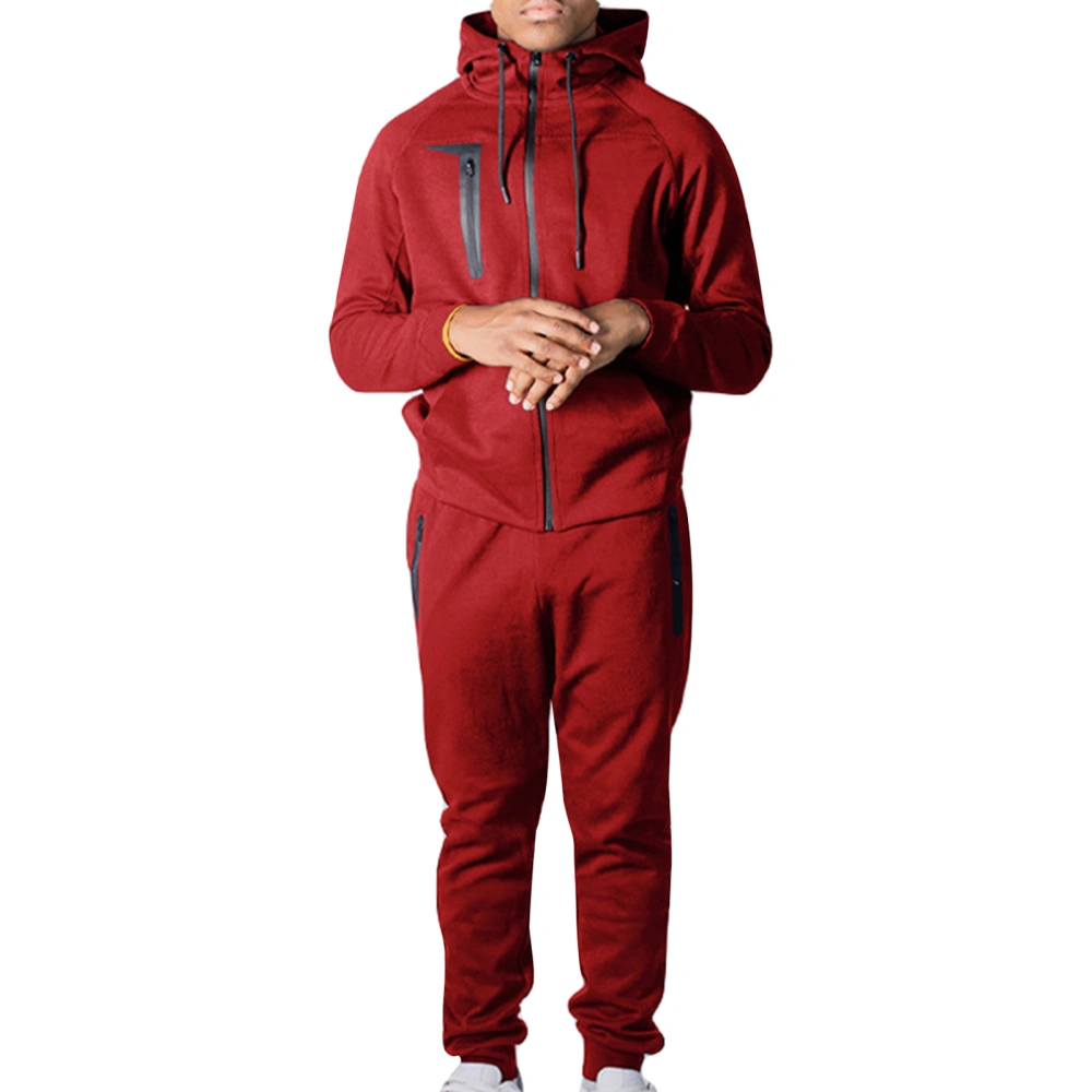 Men's 2 Piece Turtleneck Full Zipper Jacket and Pants Tracksuits