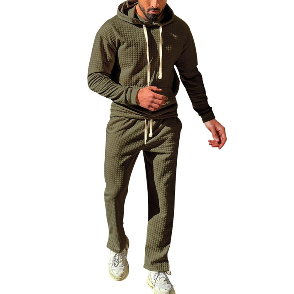 Men 2 Piece Solid Color Loose Fit Hoodies and Sweatpants Suit