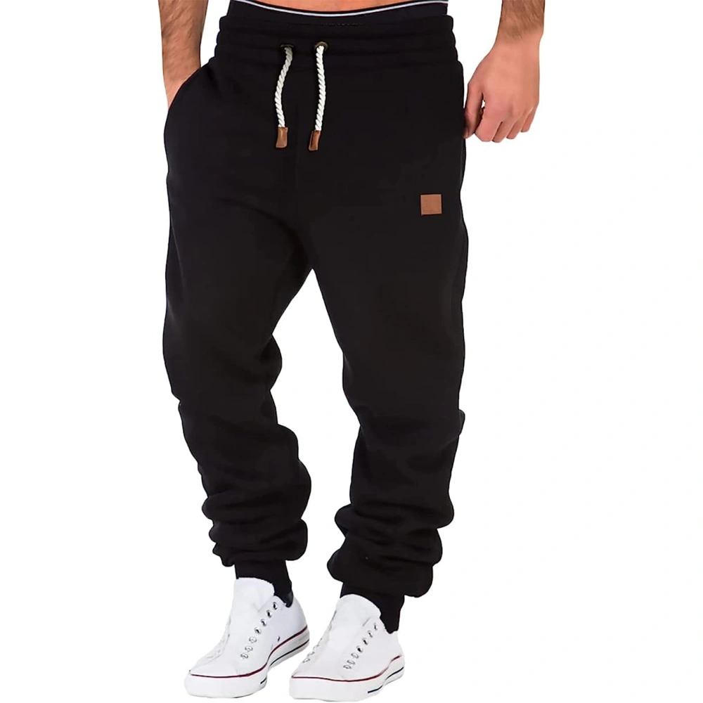 Men Athletic Pants, Elastic Waist Drawstring Trousers with Pockets