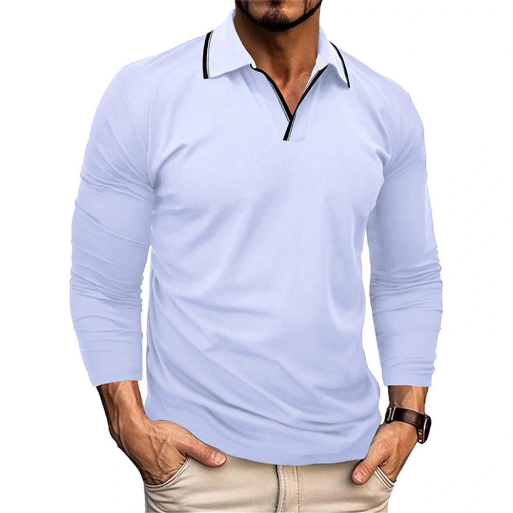 Men’s Shirt, Long Sleeve Shirt Turn-down Collar Contrast Color Tops