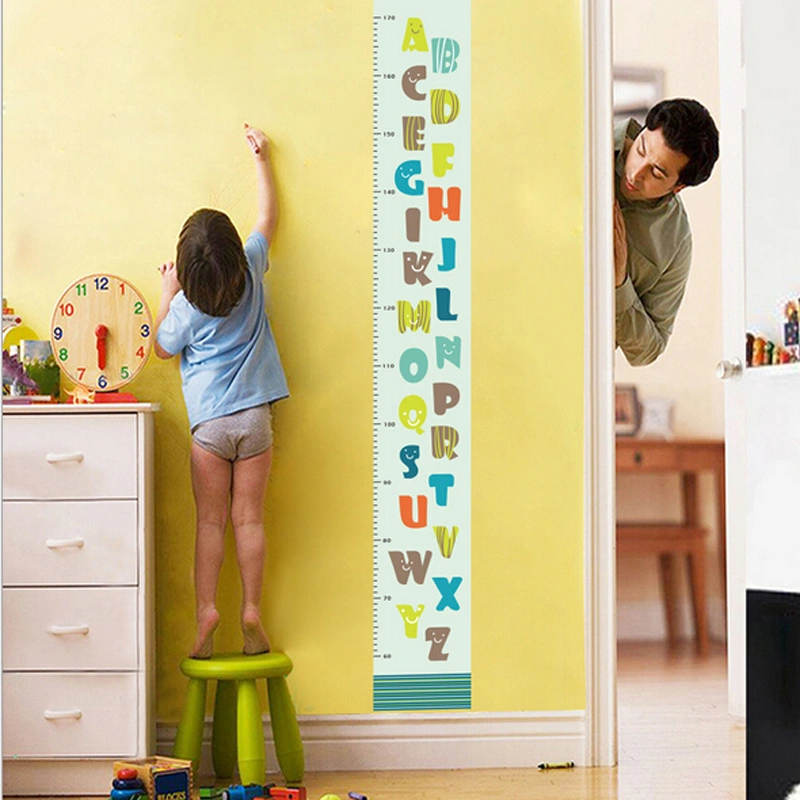 Height Chart Sticker Cartoon Letters Learning Removable Wall Decoration