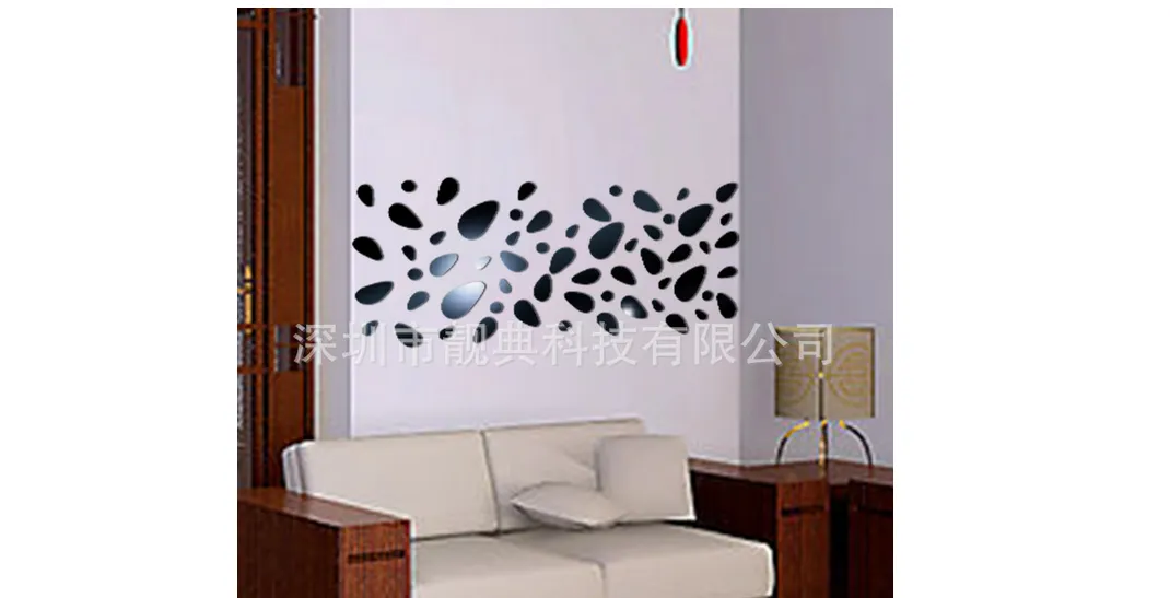 DIY Background Decals Bright Pebbles Waterproof Mirror Wall Stickers