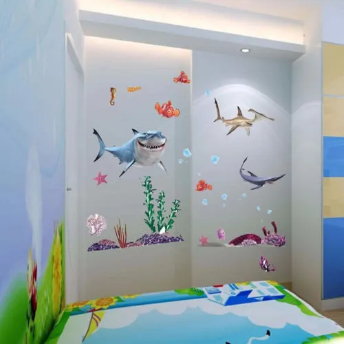 Under The Sea Wall Decals Finding Nemo Shark Turtle Starfish DIY Wall Stickers