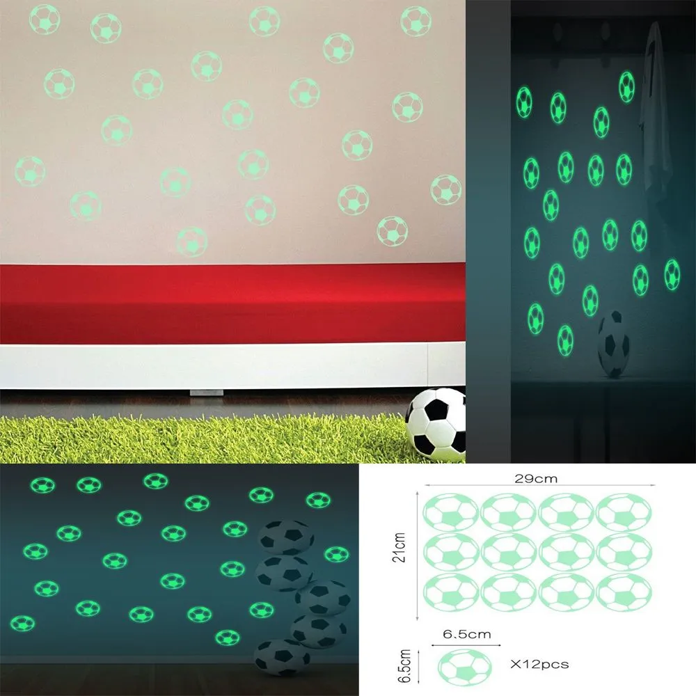 Football Shaped Wall Sticker, Self Adhesive Glowing PVC Wall Decals