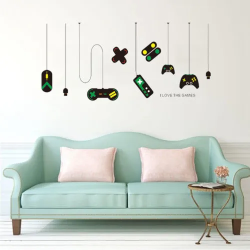 Game Controller Wall Decal Sticker Funny Cartoon Wallpaper Home Poster