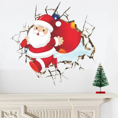 Christmas Window Sticker, Removable Home Decor, Santa Claus Wallpaper