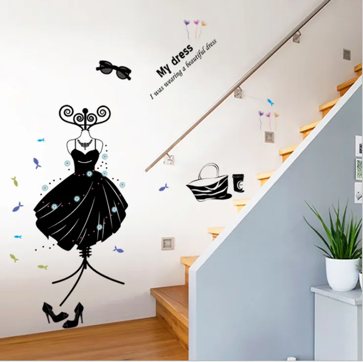 Wallpaper Waterproof Color Dress Skirt Letter Printing Wall Sticker