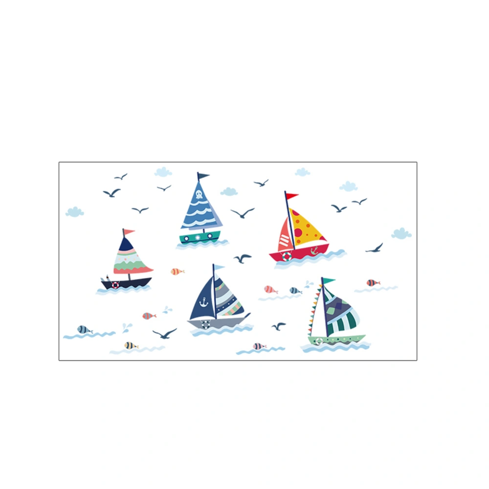 Cartoon Sailboat Wall Stickers Removable Wall Stickers for Bedroom